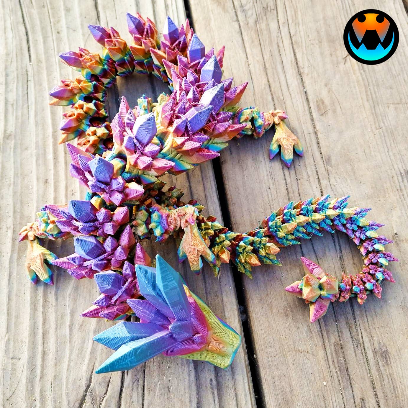 Articulating Crystal Dragon, 3D Printed, Fidget Toy