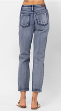 High Rise Medium Wash Destroyed Boyfriend Jeans
