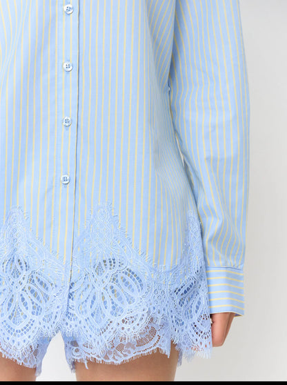 Scallop Lace Hem Button Front Set