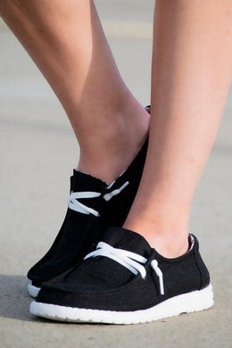 Black Canvas Boat Shoe
