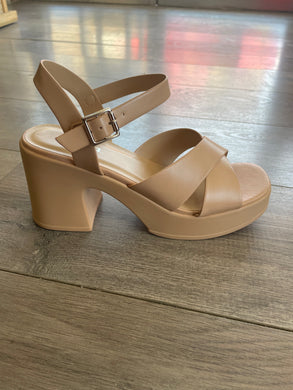 Nude Crisscross Platform Sandal