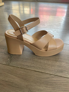 Nude Crisscross Platform Sandal