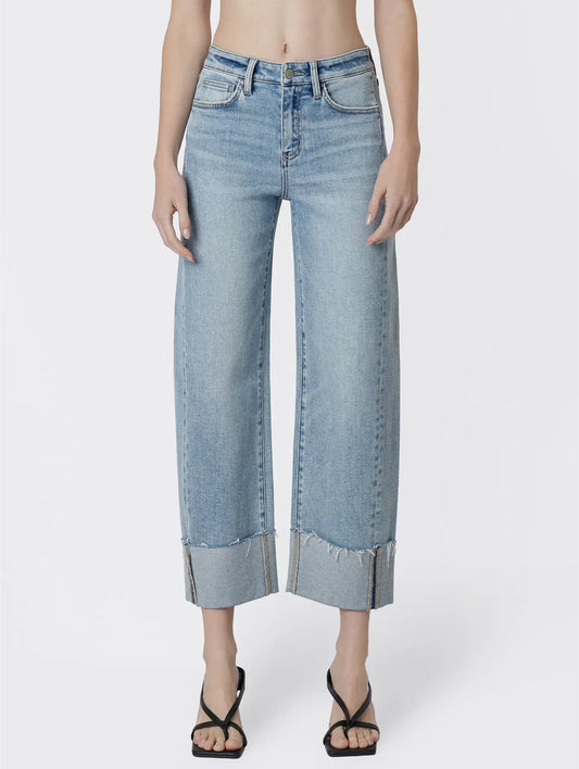 High Rise Barrel Jeans w/ Side Seam and Cuff by Vervet