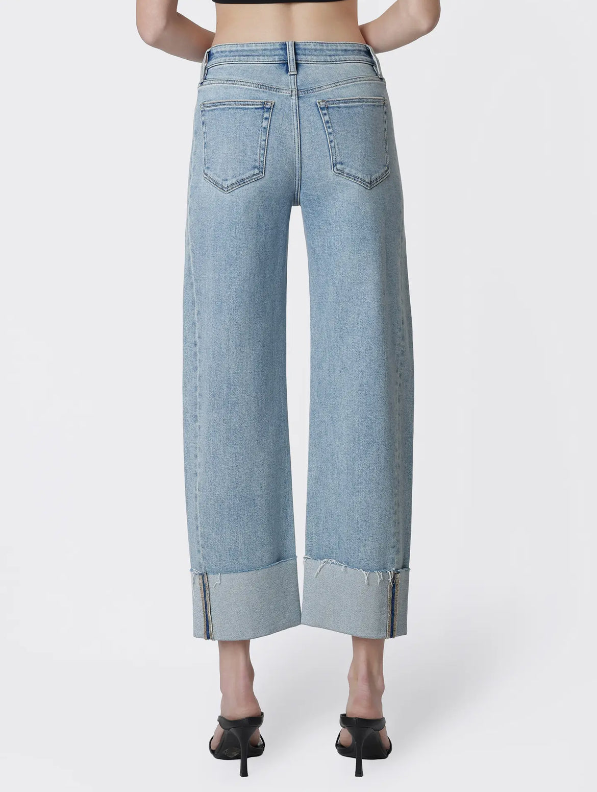 High Rise Barrel Jeans w/ Side Seam and Cuff by Vervet