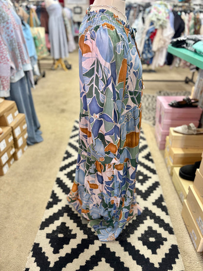 Retro Floral Tiered Midi Dress