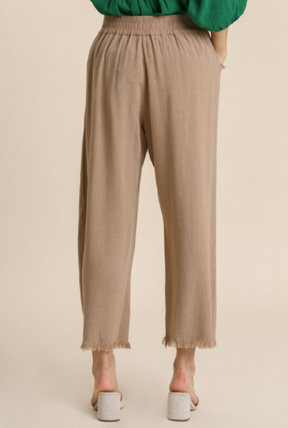 Mocha Linen Wide Leg Pants