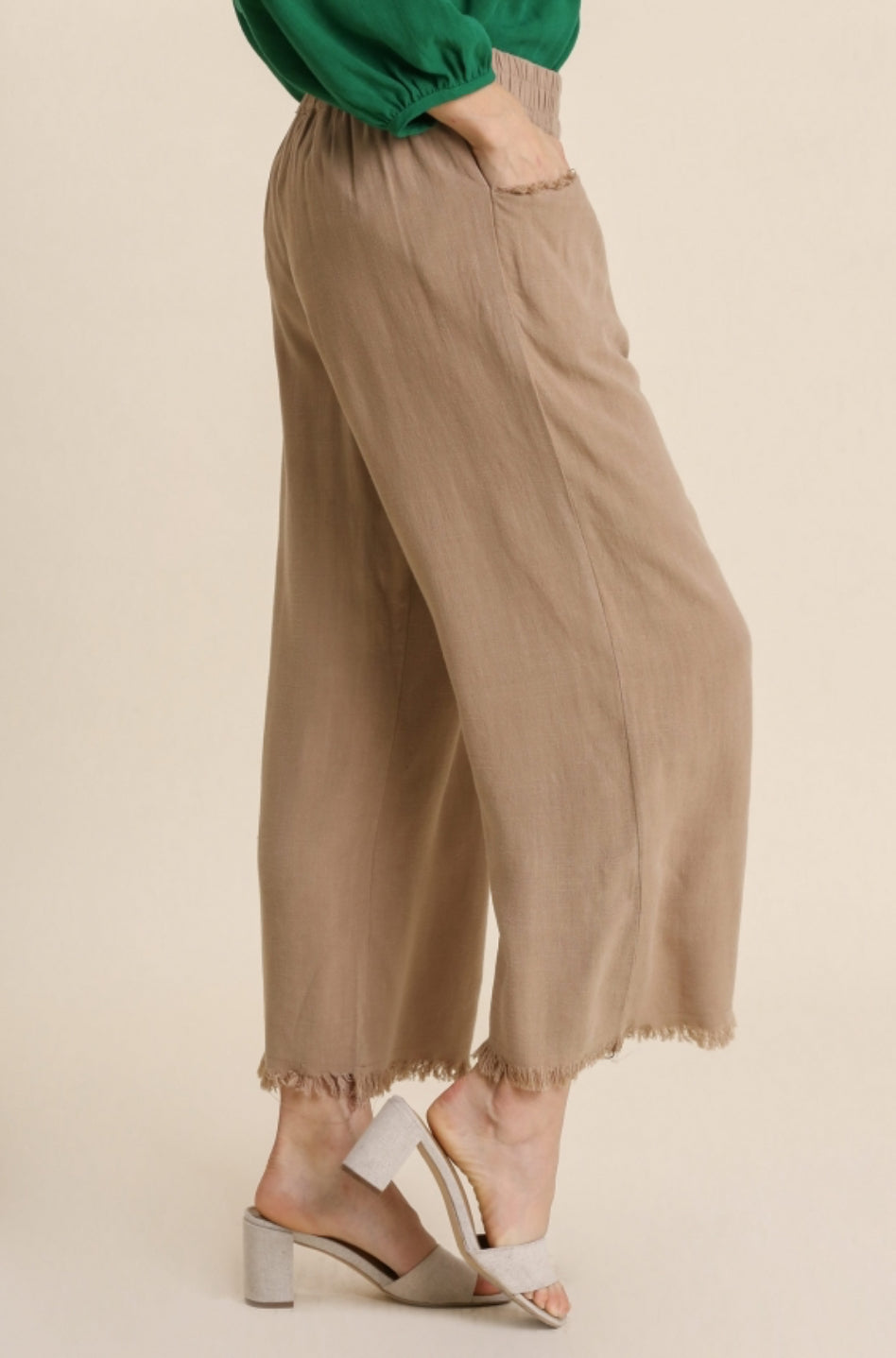 Mocha Linen Wide Leg Pants