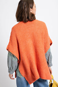 Tangerine Poncho Style Sweater