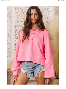 Neon Pink Oversized Cropped Top