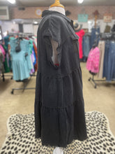 Plus Faded Black Tiered Button Up Dress