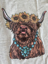 Concho Sunflower Highland Cow Tee