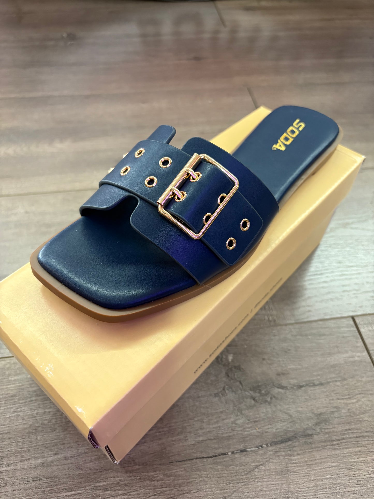 Kendra Navy Sandal w/ Buckle