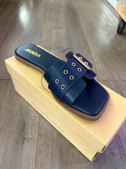 Kendra Navy Sandal w/ Buckle