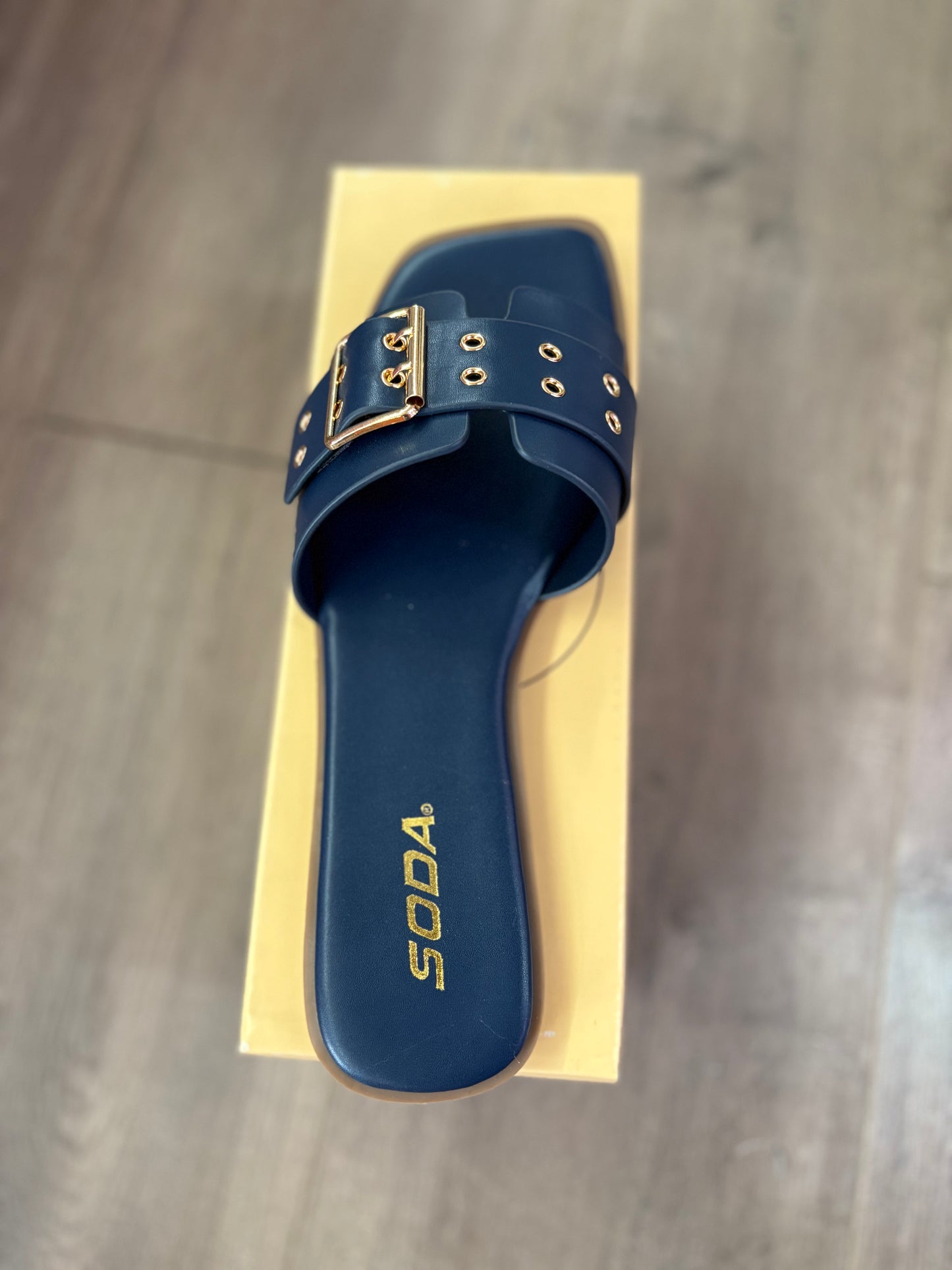 Kendra Navy Sandal w/ Buckle