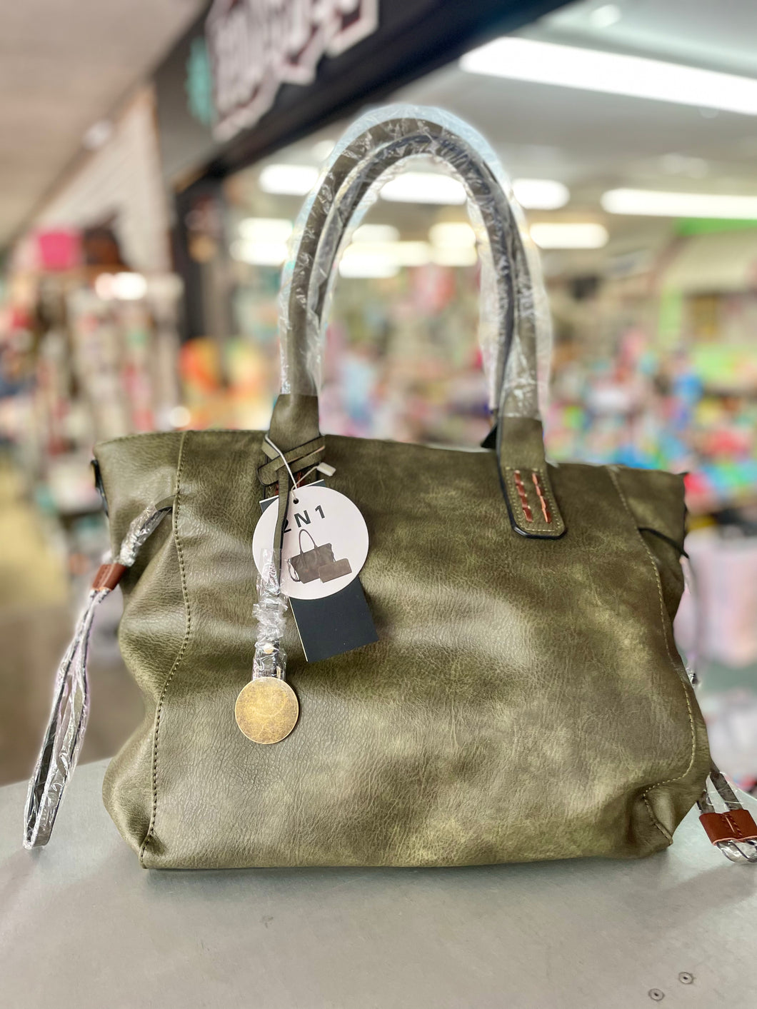Olive Vegan Leather Wallet and Purse Set