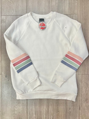 Varsity Stripe White Sweater