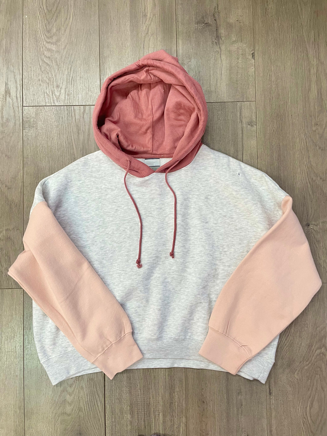 Gray and Pinks Crop Hoodie