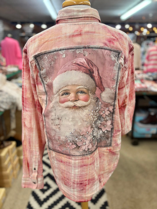 Vintage Santa Bleached Flannel w/ Gems