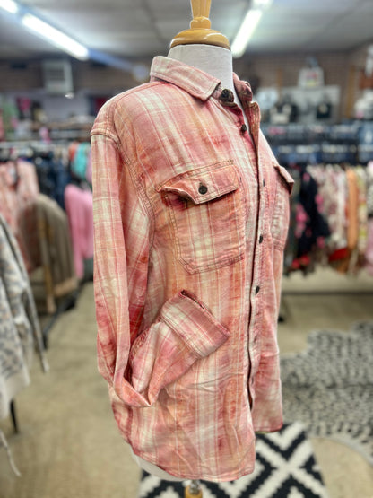 Vintage Santa Bleached Flannel w/ Gems