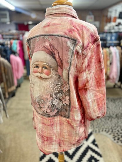 Vintage Santa Bleached Flannel w/ Gems