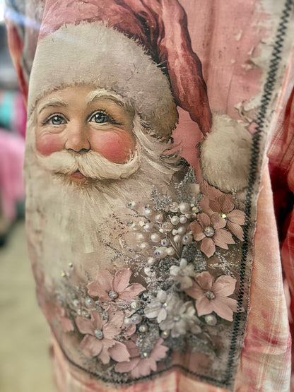 Vintage Santa Bleached Flannel w/ Gems