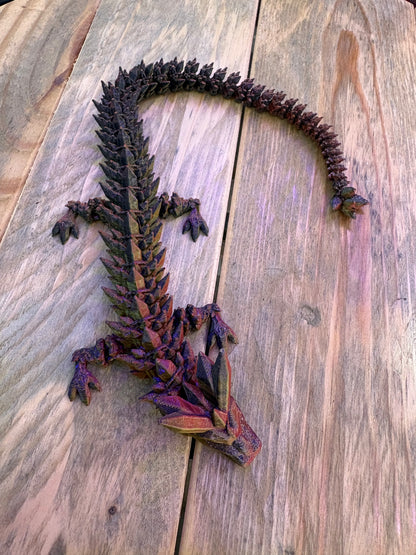 Articulating Crystal Dragon, 3D Printed, Fidget Toy