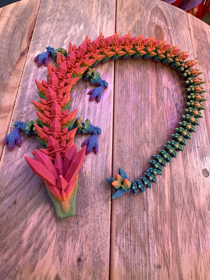Articulating Crystal Dragon, 3D Printed, Fidget Toy