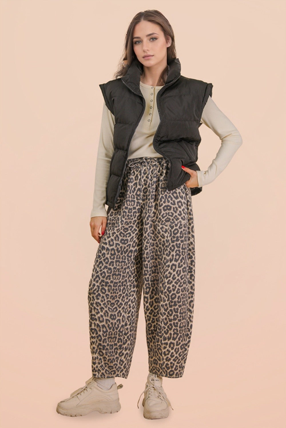 Leopard Casual Barrel Pants