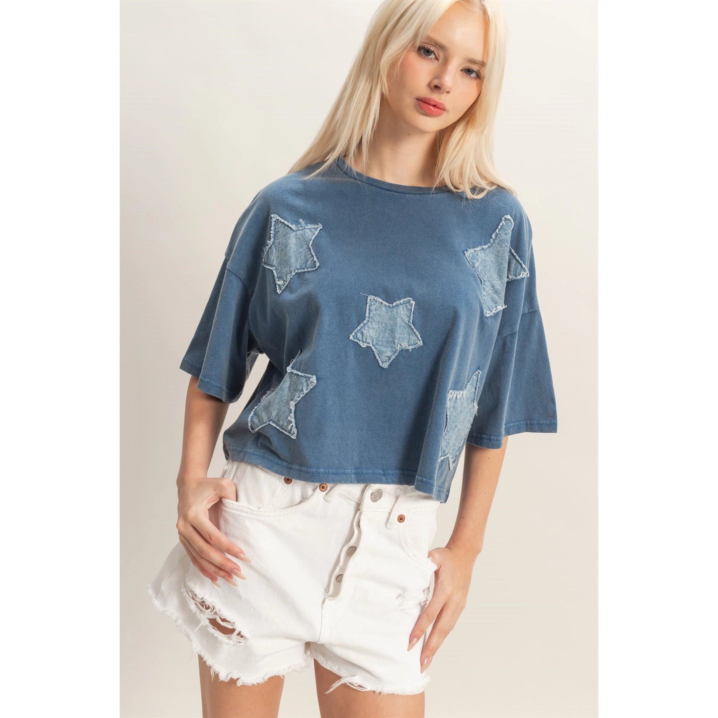 Raw Edge Star Patch Top