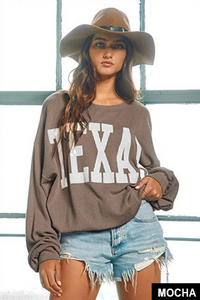 Mocha Texas Comfy Graphic Sweatshirt
