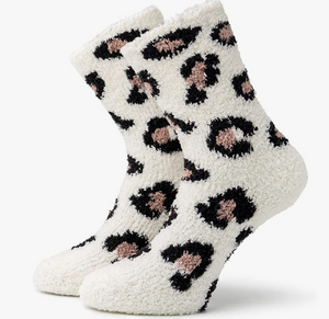 Fuzzy Leopard Print Socks