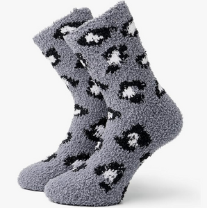 Fuzzy Leopard Print Socks