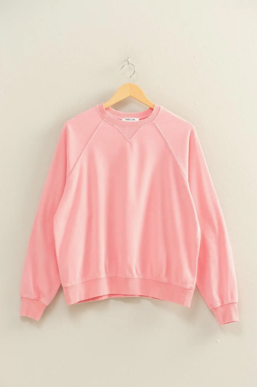 Mineral Washed Crew Neck Raglan Sleeve Sweatshirt