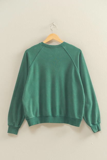Mineral Washed Crew Neck Raglan Sleeve Sweatshirt