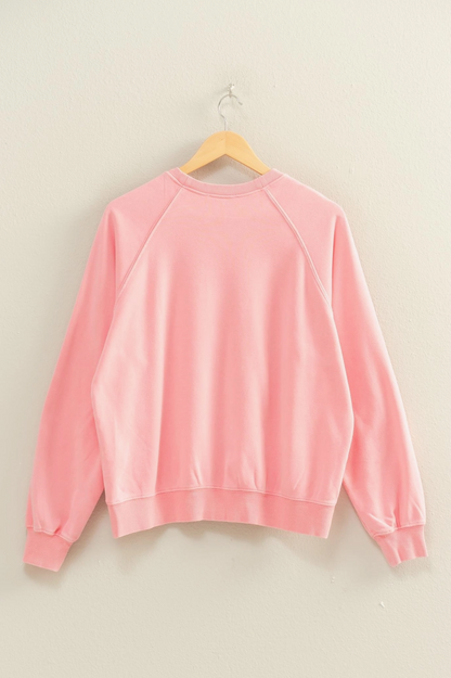 Mineral Washed Crew Neck Raglan Sleeve Sweatshirt