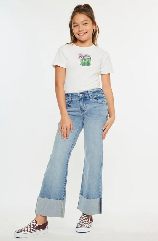 Youth Mid Rise Wide Flare Jeans