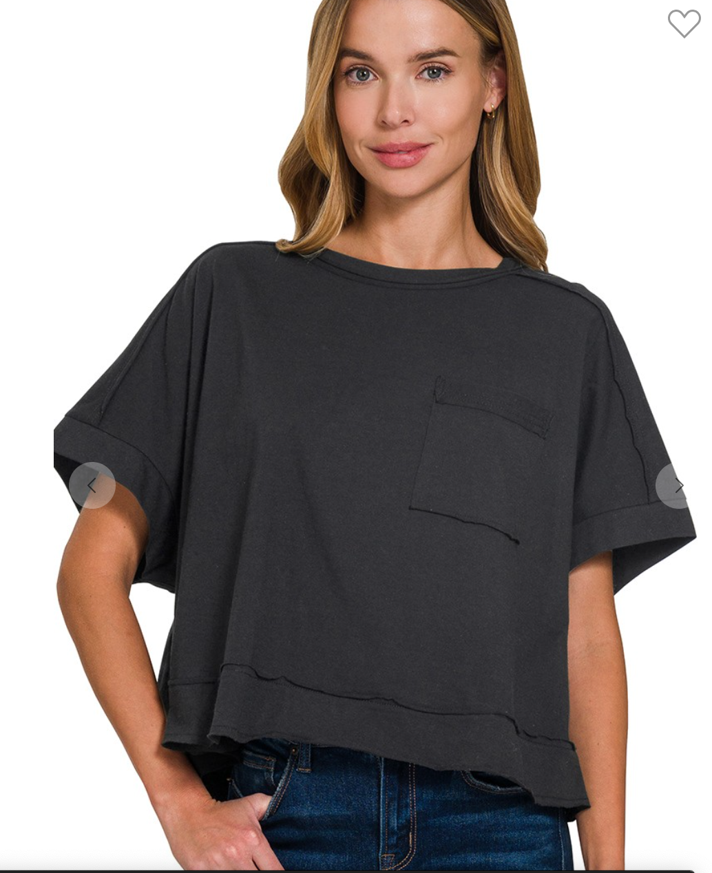 Exposed Seam Oversized Crop Box Tee