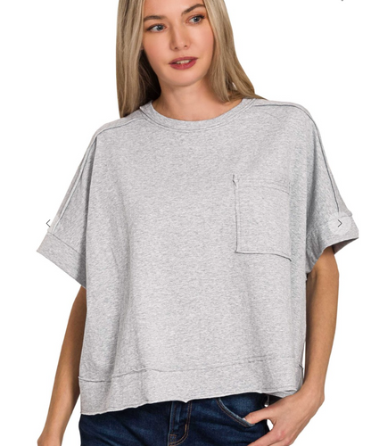 Exposed Seam Oversized Crop Box Tee