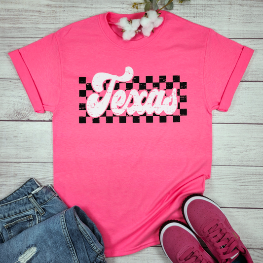 Retro Checkered Texas Tee