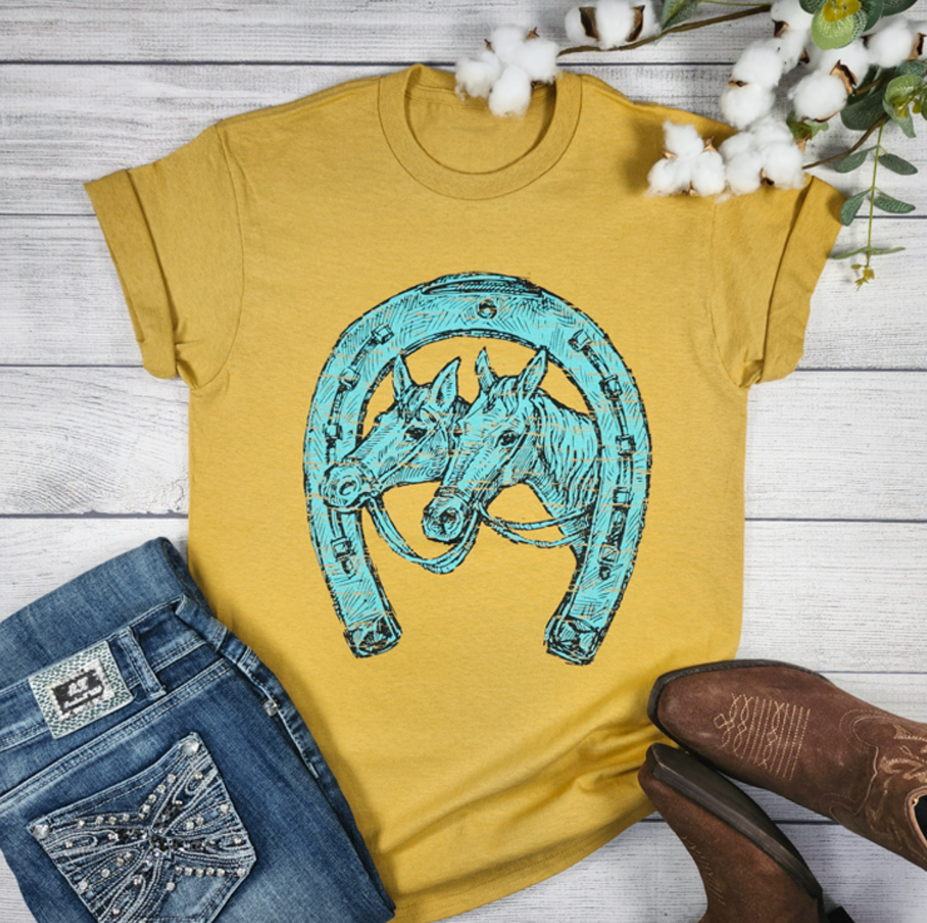 Mustard HorseShoe Tee