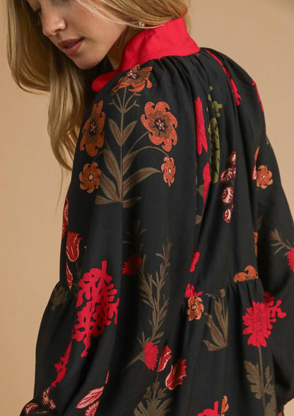 Mix Floral Print Mini Dress