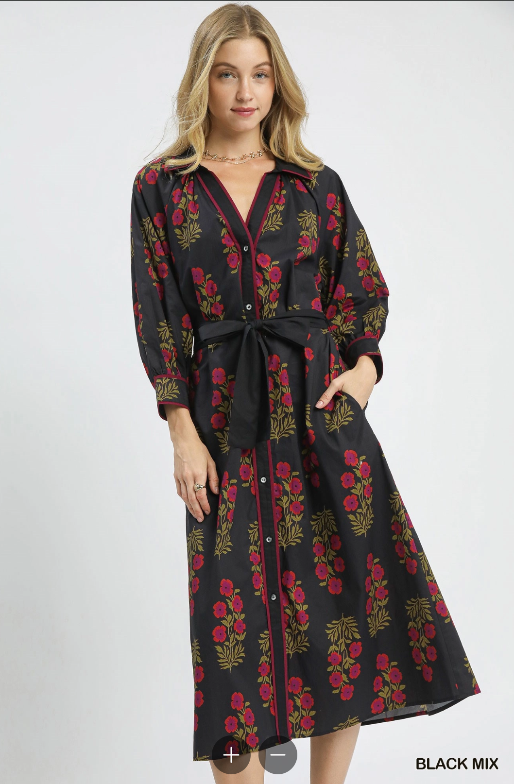 Floral Button-Front Maxi Shirt Dress