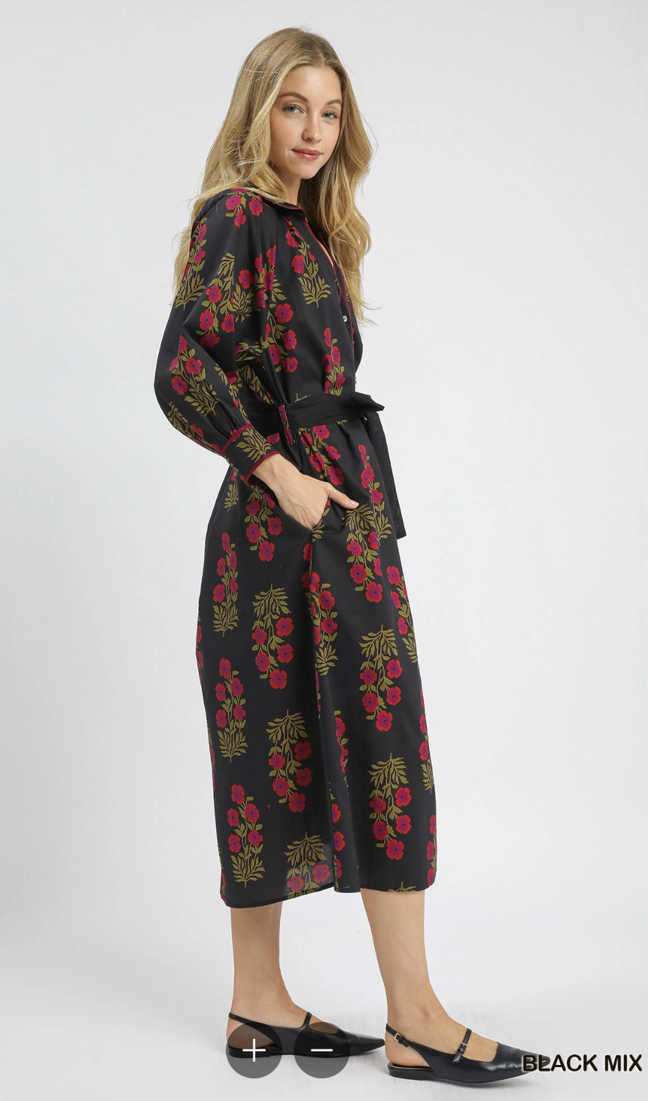 Floral Button-Front Maxi Shirt Dress