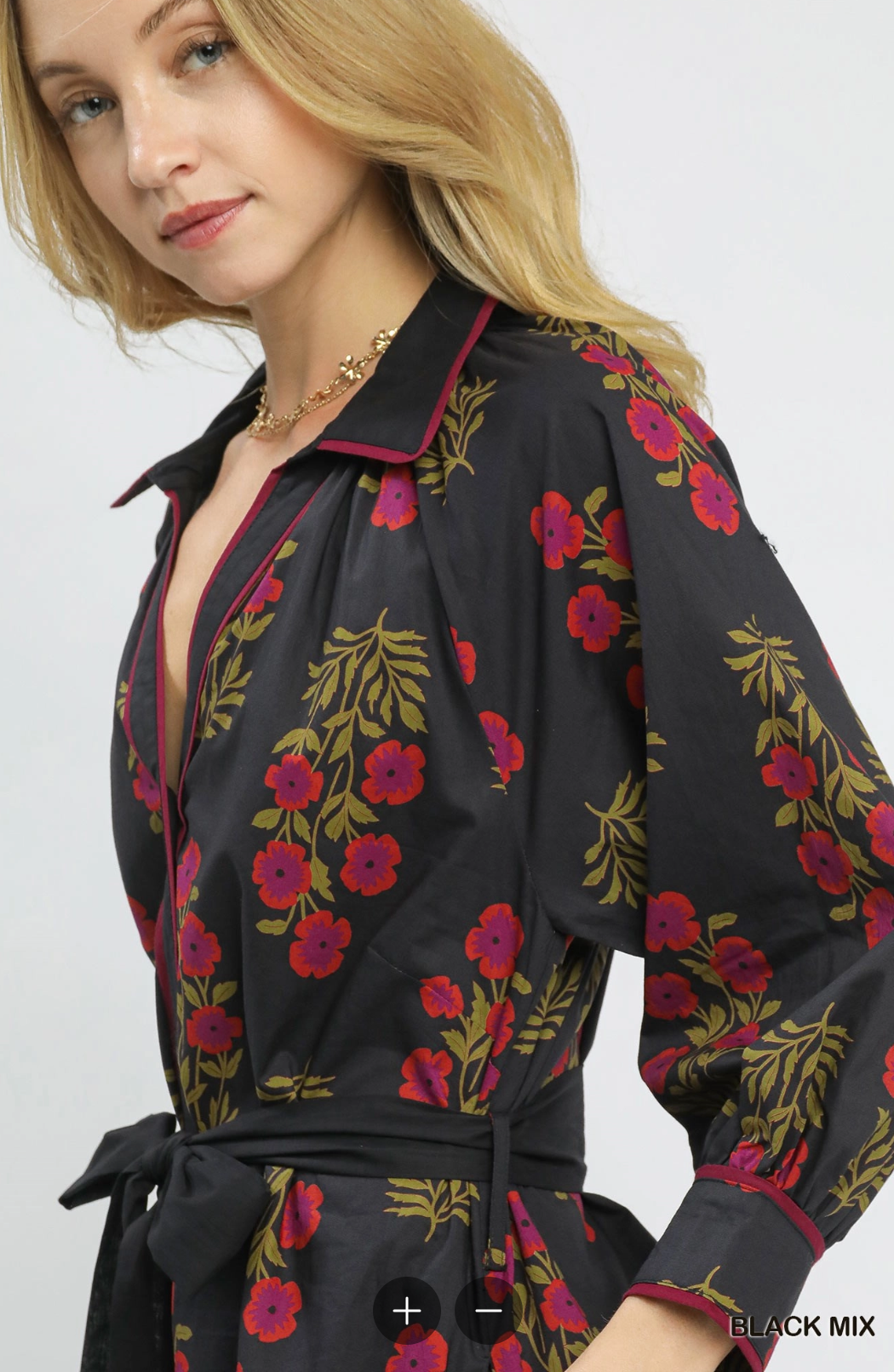 Floral Button-Front Maxi Shirt Dress