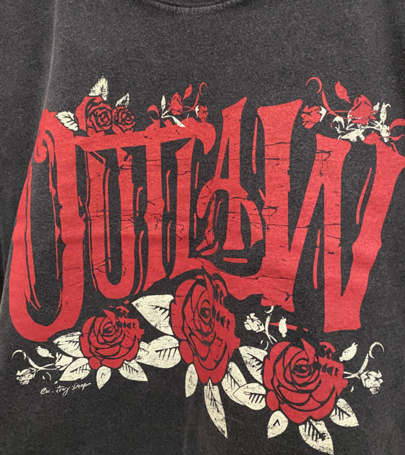 Outlaws Relaxed Cropped Acid Wash T-Shirt