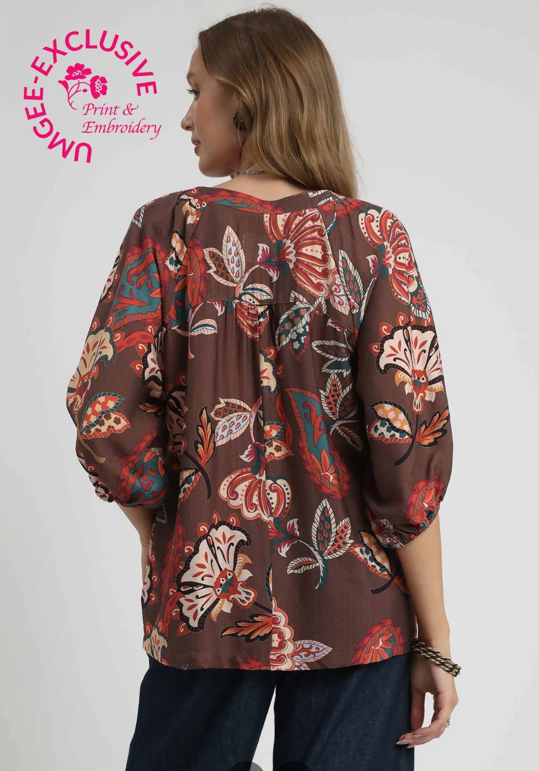 Boho Paisley Puff Sleeve Blouse