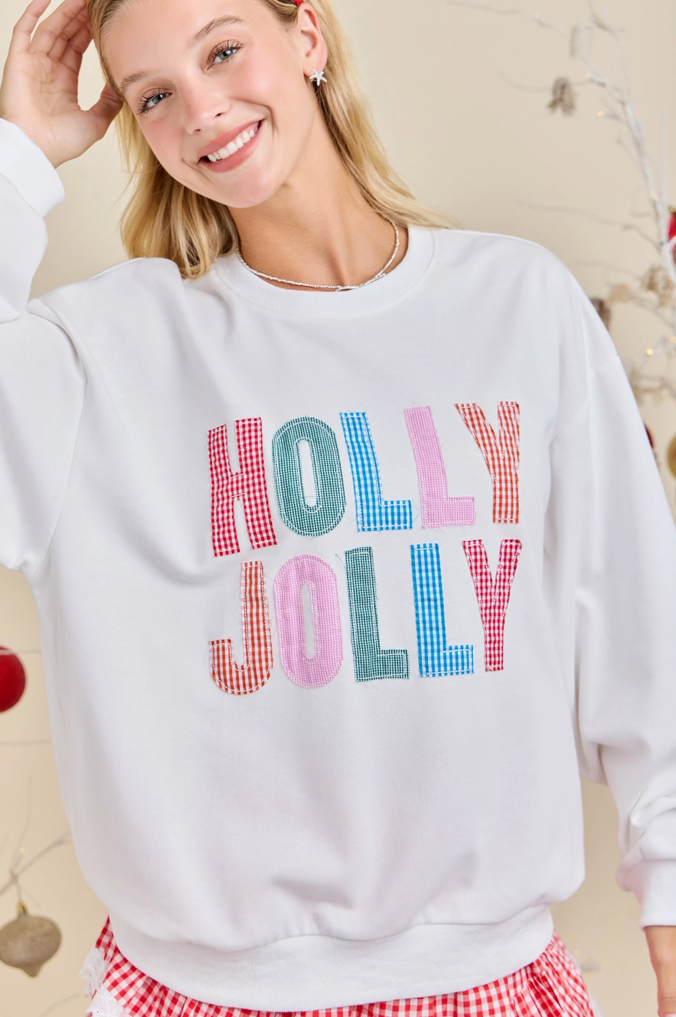 Holly Jolly White Holiday Sweatshirt