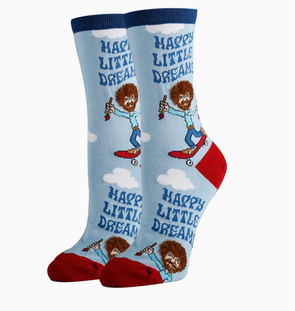 Bob Ross Happy Little Dreams Crew Socks