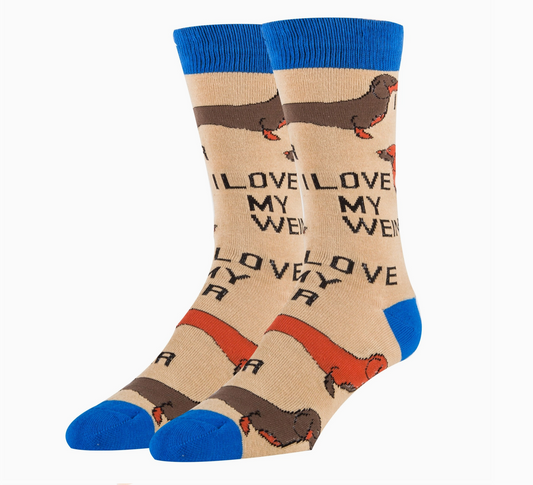 Love My Weiner | Men's Cotton Crew Funny Socks