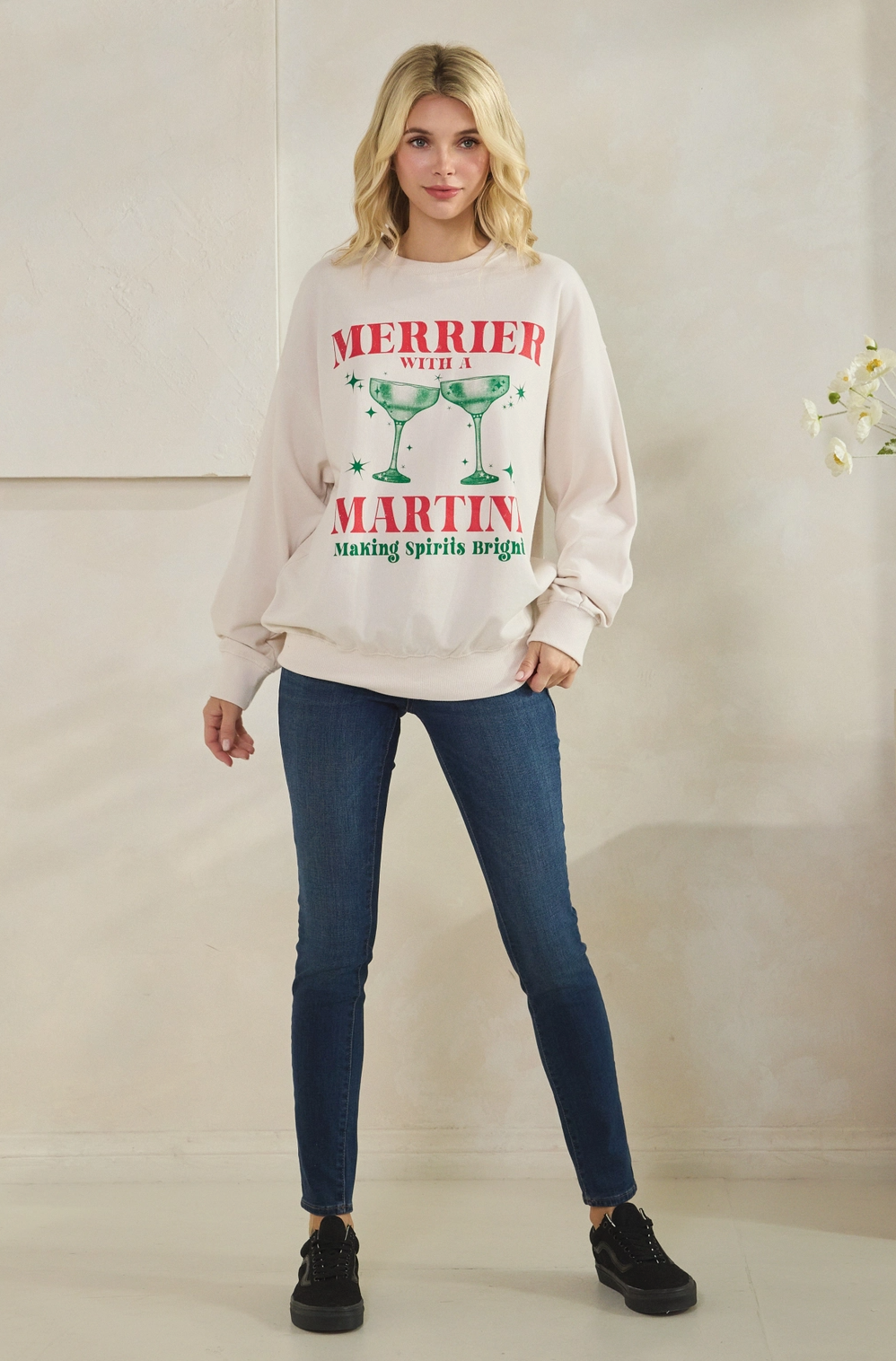 Merrier with A Martini, Graphic Sweatshirt